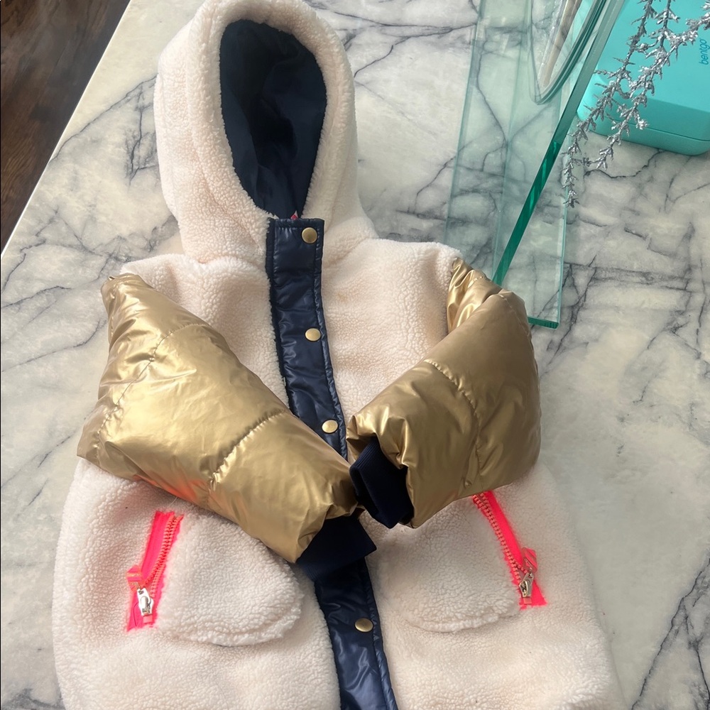 Billieblush Cream and Gold Puffer Jacket